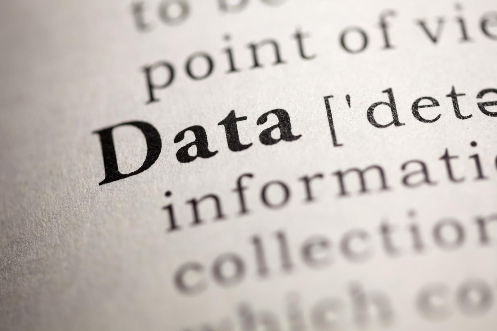 Foto a diccionario en la palabra "Data"